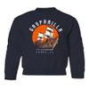 superhotapparel Gasparilla 2024 Tampa Florida Pirate Ship Logo Youth Crewneck Sweatshirt (Navy, Youth X-Large) view 1