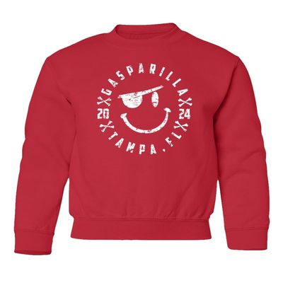 superhotapparel Gasparilla 2024 Tampa Florida Pirate Funny Logo Youth Crewneck Sweatshirt (Red, Youth Large)