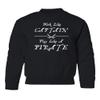 superhotapparel Work Like A Captain Play Like A Pirate Funny Logo Youth Crewneck Sweatshirt (Black, Youth Large) view 1