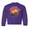 superhotapparel Gasparilla 2024 Tampa Florida Pirate Ship Logo Youth Crewneck Sweatshirt (Purple, Youth X-Large) view 1