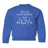 superhotapparel Work Like A Captain Play Like A Pirate Funny Logo Youth Crewneck Sweatshirt (Royal, Youth Large) view 1