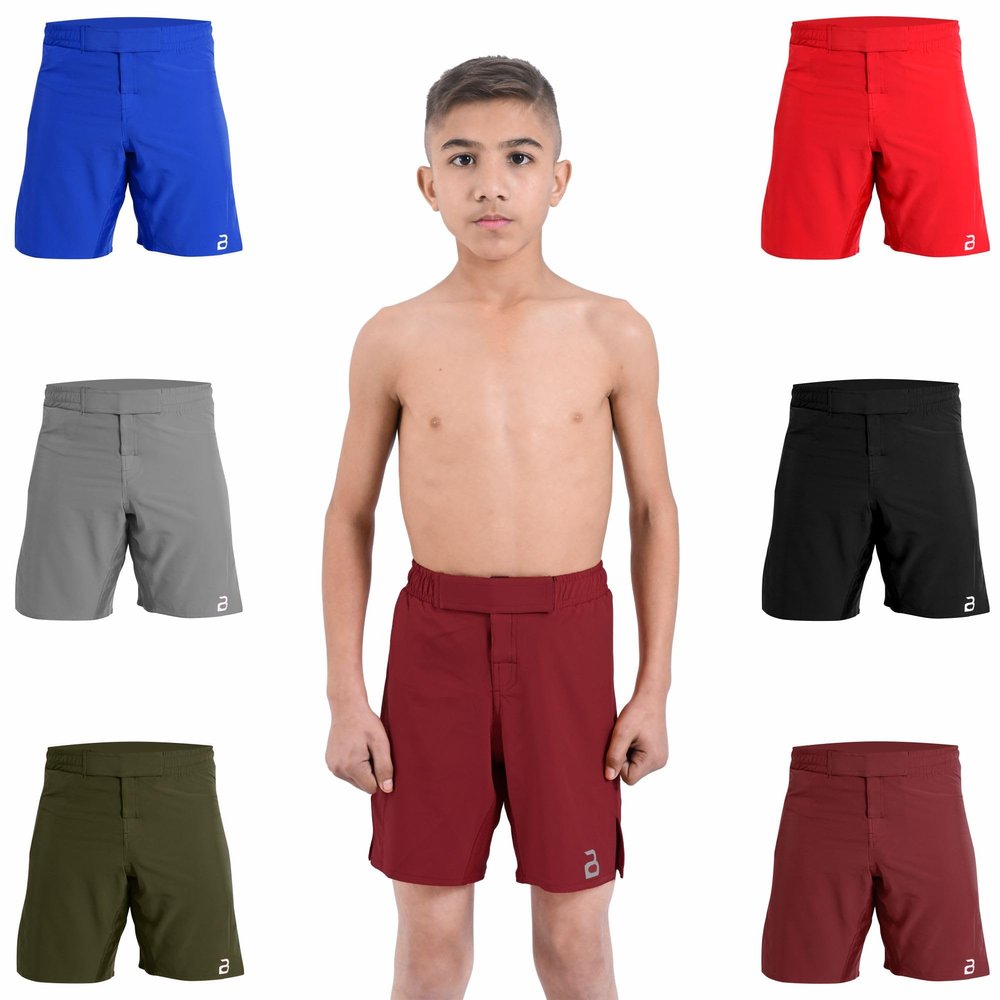 2BOLD MMA Shorts Kids Grappling, BJJ, JIU-Jitsu, NO-GI Cross Training Muay Thai, Boxing, Kids MMA Shorts (US, Alpha, Medium, Regular, Maroon)