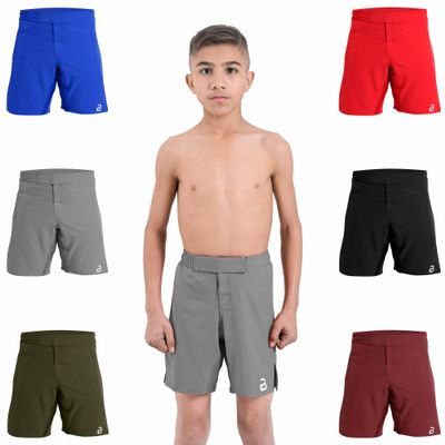 2BOLD MMA Shorts Kids Grappling, BJJ, JIU-Jitsu, NO-GI Cross Training Muay Thai, Boxing, Kids MMA Shorts (US, Alpha, Large, Regular, Grey)