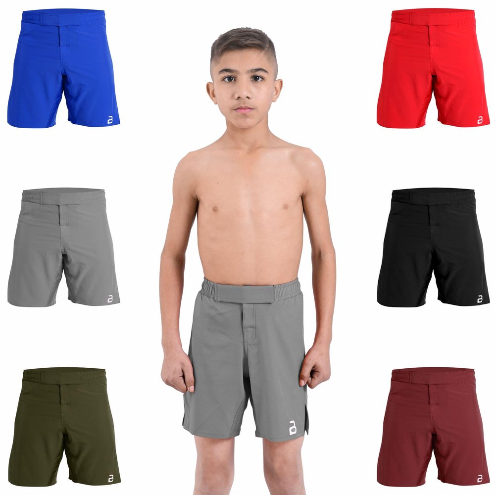 2BOLD MMA Shorts Kids Grappling, BJJ, JIU-Jitsu, NO-GI Cross Training Muay Thai, Boxing, Kids MMA Shorts (US, Alpha, Large, Regular, Grey)