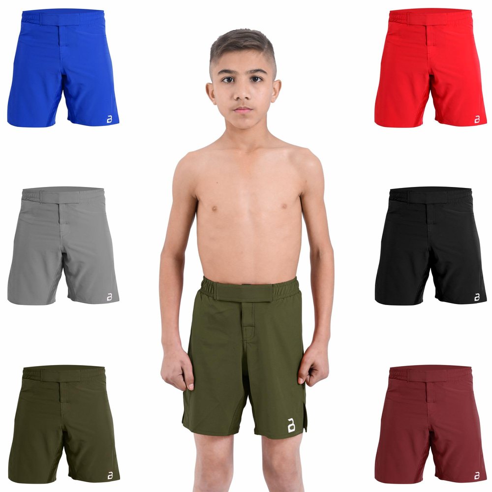 2BOLD MMA Shorts Kids Grappling, BJJ, JIU-Jitsu, NO-GI Cross Training Muay Thai, Boxing, Kids MMA Shorts (US, Alpha, X-Large, Regular, Green)