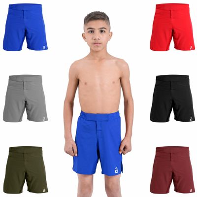 2BOLD MMA Shorts Kids Grappling, BJJ, JIU-Jitsu, NO-GI Cross Training Muay Thai, Boxing, Kids MMA Shorts (US, Alpha, Large, Regular, Blue)
