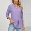 3/4 Sleeve Shirts for Women Business Casual Work Blouse Elegant v Neck Eyelet Loose Summer Tshirt Loose Fit Blouse Summer Tops for Women 2026 Trendy Purple XL view 2