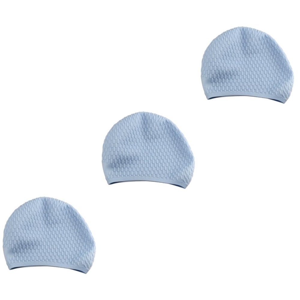BESPORTBLE 3pcs Silicone Swimming Cap for Women Hair Swim Hat Ear Elastic Comfortable Design for Pool Use