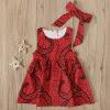 2Pcs African Toddler Baby Girl Dashiki Ankara Outfit Sleeveless African Print Dress Headband Set (Red, 12-18 Months) view 3