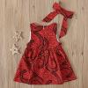 2Pcs African Toddler Baby Girl Dashiki Ankara Outfit Sleeveless African Print Dress Headband Set (Red, 12-18 Months) view 4