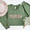 GodLover Mamaw Floral Applique Embroidered Sweatshirt, Sand Crewneck, Size 2XL, Gift for Women, Mom, Grandma, Mothers Day, Christmas view 3
