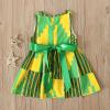 2Pcs African Toddler Baby Girl Dashiki Ankara Outfit Sleeveless African Print Dress Headband Set (Green, 18-24 Months) view 4