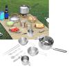 UPQRSG 13 Pcs Camping Cookware Mess Kit, Stainless Steel Kitchen Cookware Campfire Cooking Pots Set with Handles, Portable Outdoor Cookware for Camping Backpacking Hiking Outdoor Cooking and Picnic view 4