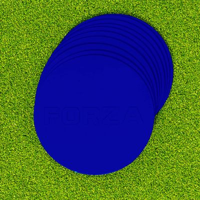 FORZA Flat Disc Markers | Colored Markers for Soccer Training & Outdoor Play - Mini & Standard Size Options (Standard (7in), Blue)
