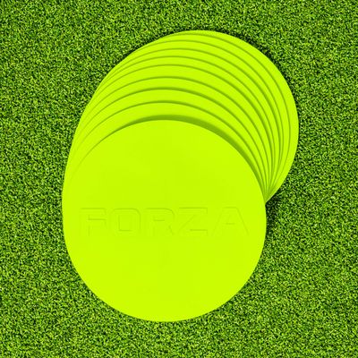 FORZA Flat Disc Markers | Colored Markers for Soccer Training & Outdoor Play - Mini & Standard Size Options (Standard (7in), Yellow)