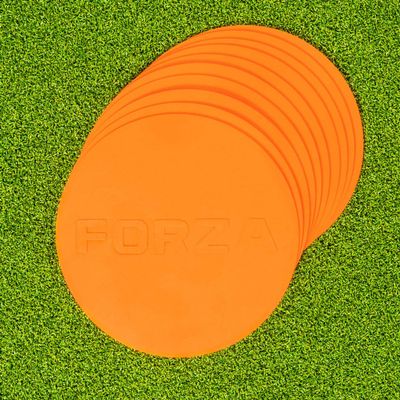 FORZA Flat Disc Markers | Colored Markers for Soccer Training & Outdoor Play - Mini & Standard Size Options (Standard (7in), Orange)