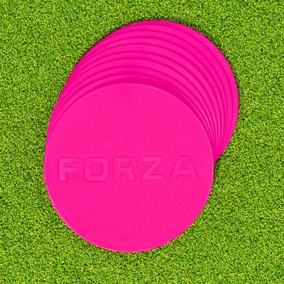 FORZA Flat Disc Markers | Colored Markers for Soccer Training & Outdoor Play - Mini & Standard Size Options (Standard (7in), Pink)