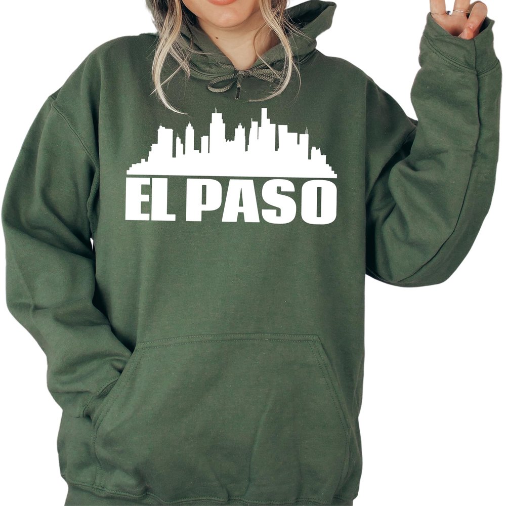 El Paso Skyline Sweatshirt, Family Matching Sweatshirt, Unisex Crewneck Sweatshirt for Vacation Lover, Road Trip Crew Hoodie, El Paso Souvenir Gift, S3587 Multiple Colors