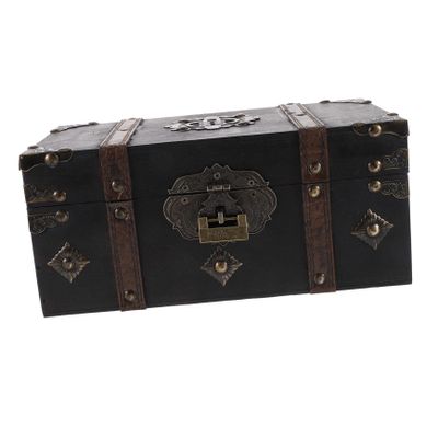 Amosfun Vintage Wooden Jewelry Organizer Lock Retro Keepsake Storage Box for Personal Use Decorative Wood Trinket Case Birthdays and Year