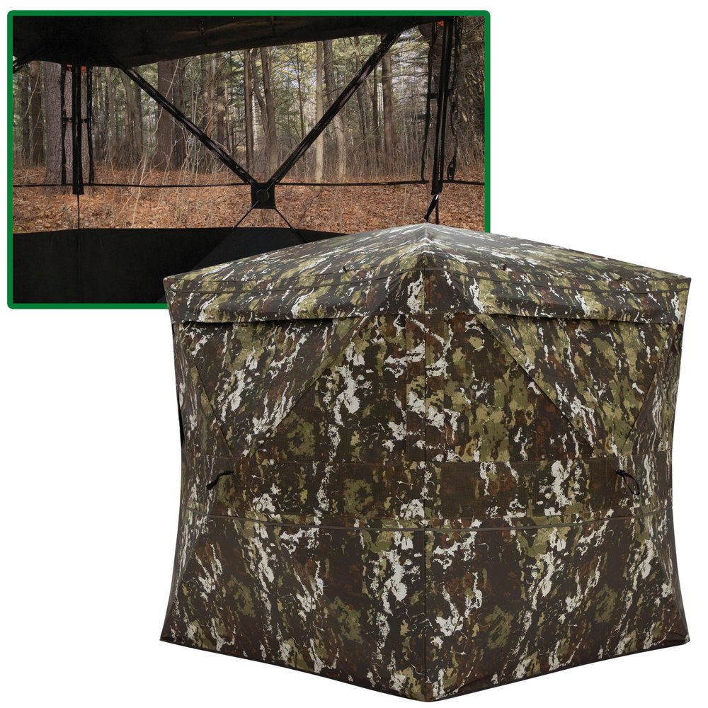 Barronett Blinds Overwatch, Portable Hunting Blind, View-Through Mesh, Silent Shooting Windows, Crater Harvest, 75 x 88 x 88, VR400CH