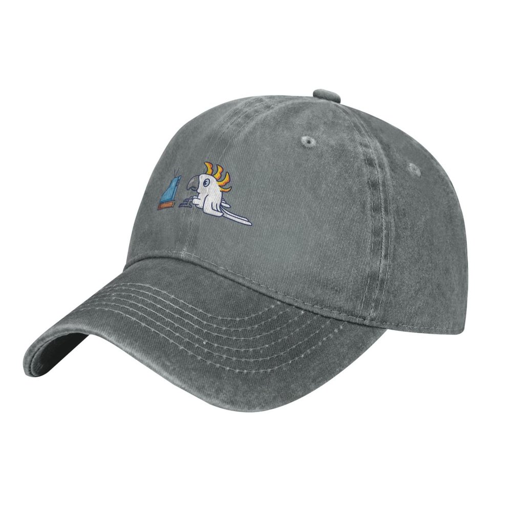 Birdie is Watching Tv Baseball Cap for Men Women Hats Adjustable Vintage Cowboy Hat Gray