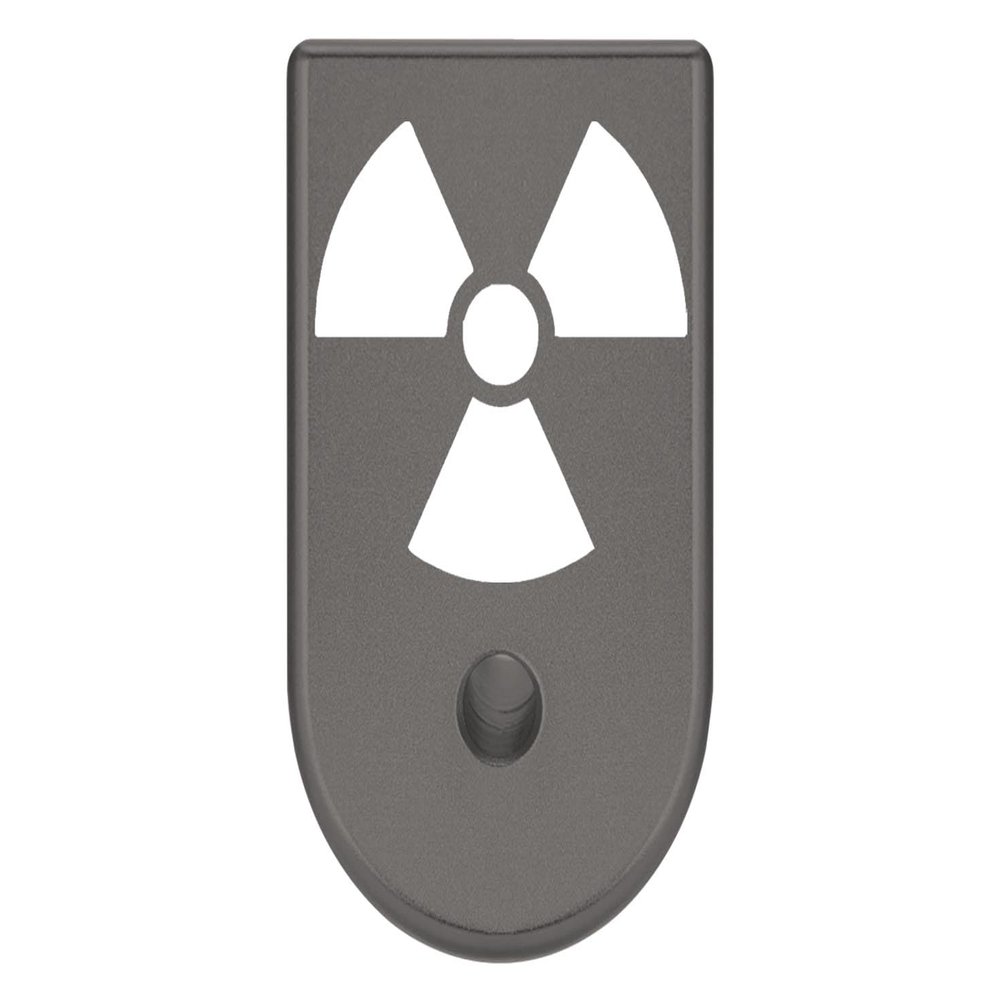 NDZ Performance Magazine Base Plate Finger Extension for Glock 26 27 33 39 Gen 1/2/3/4/5 in 9mm .40, .357, .45 Anodized Aluminum Laser Engraved, Made in The USA - Radiation Nuclear Symbol in Grey