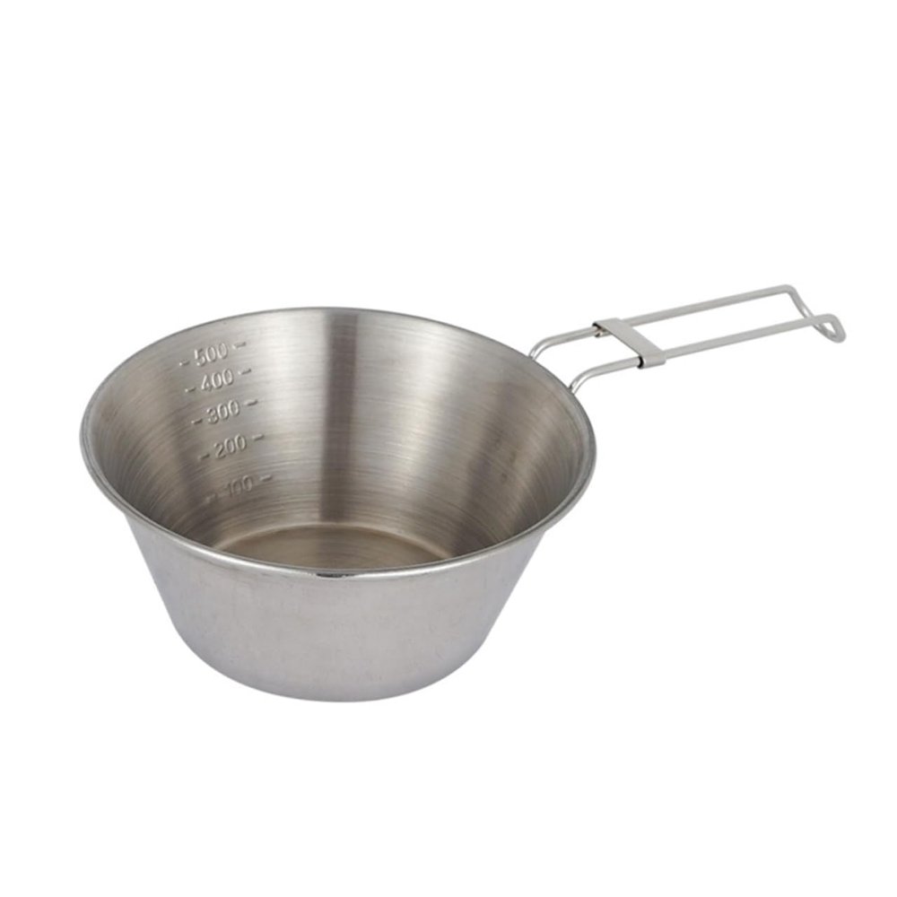 Gogogmee Outdoor Camping Bowl with Folding Handle Stainless Steel Multi-function Picnic and Barbecue Dish for Outdoor Activities