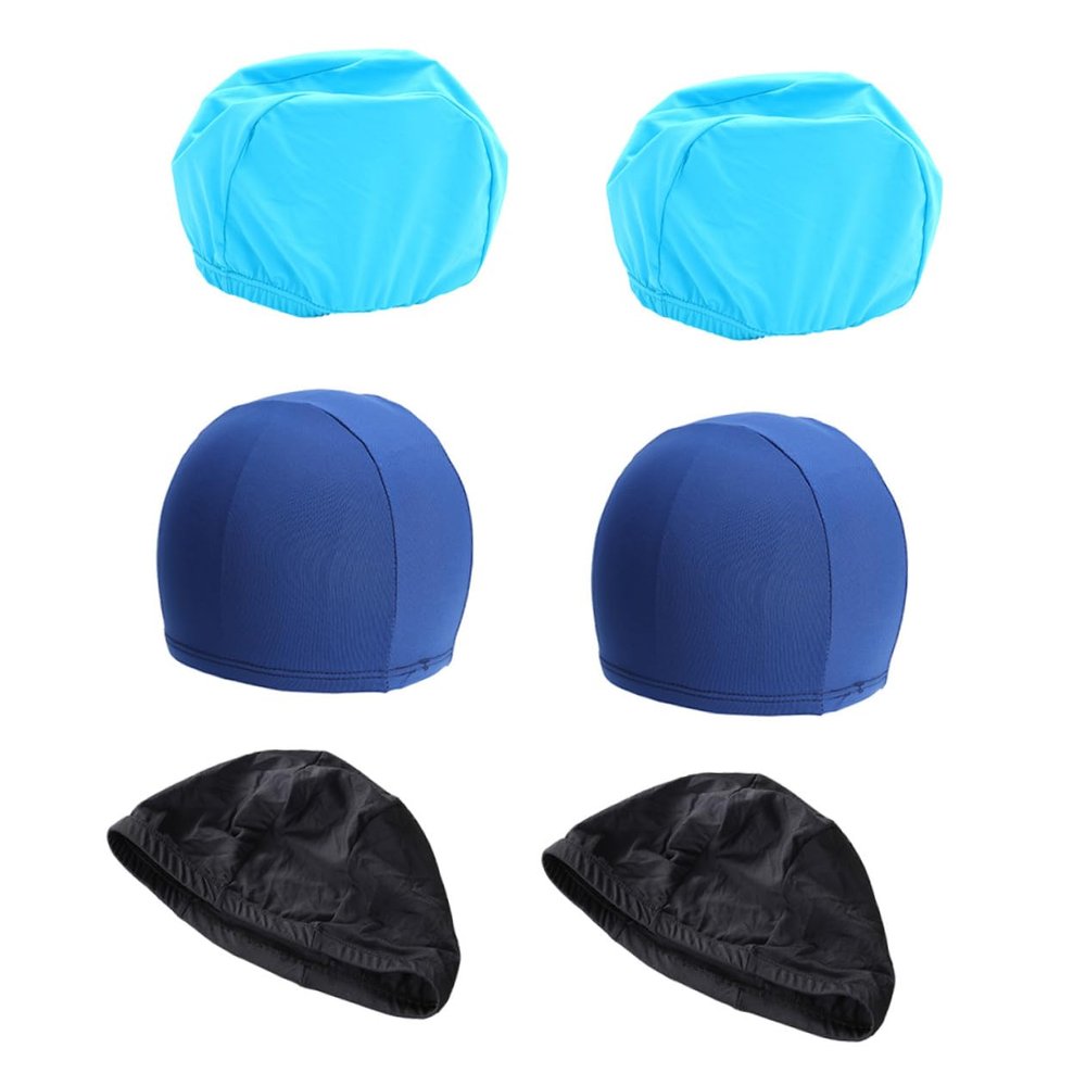 Gogogmee 6pcs Unisex Swim Caps Polyester Swimming Hats for Men Women Elastic Bathing Caps Lake Comfortable Lightweight for Swimming