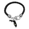 From the Heart UCF Knights State of Mine Black Leather Bracelet Jewelry Gift Licensed Central Florida, Silver view 1