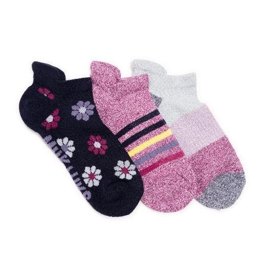 MUK LUKS Women's 3 Pack Nylon Compression Ankle Socks, Navy/Berry, OS