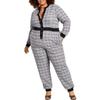 Nina Parker Womens Plus Tweed Jogger Leg Jumpsuit B/W 0X Black/White view 1