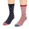MUK LUKS Unisex 2 Pack Crew Socks, Stars & Stripes view 2
