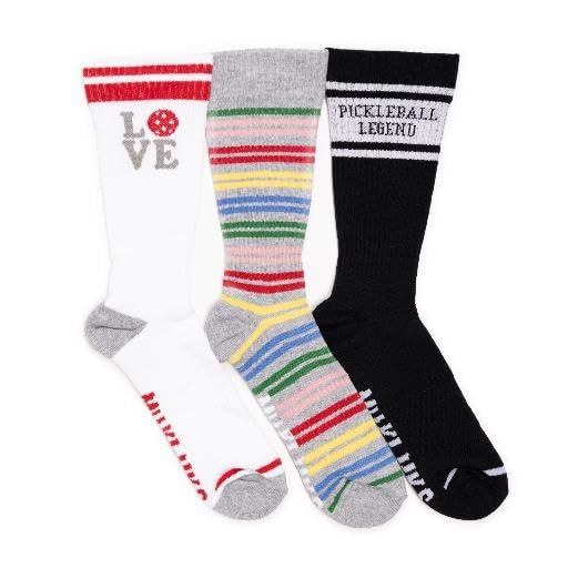 MUK LUKS Women's 3 Pack Cotton Compression Crew Socks, Rainbow, OS