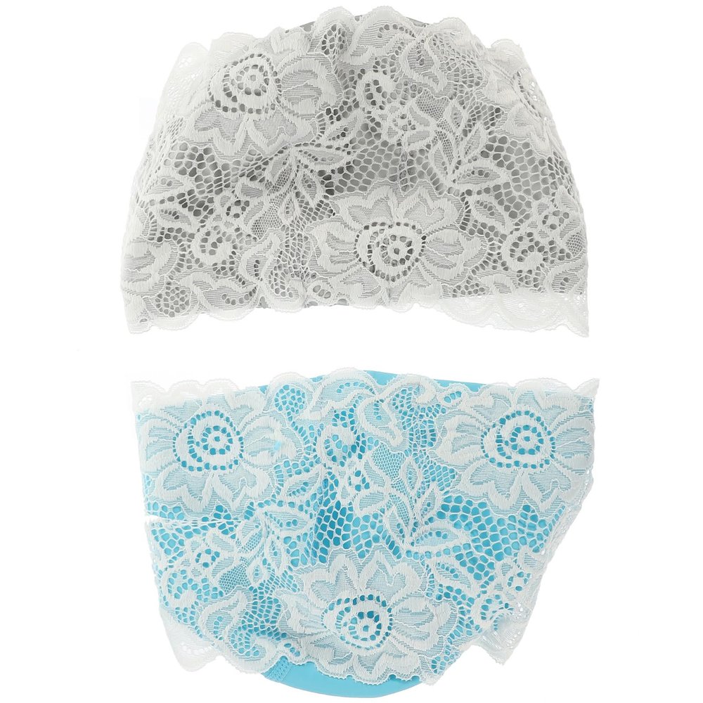 LIOOBO Elegant Women's Swim Cap Pu Lace Waterproof Long Hair Bathing Cap Fashion Swimming Hat