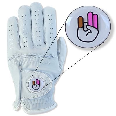 Shocker Funny Golf Gloves Mens - Premium Cabretta Leather Golf Glove with Funny Magnetic Ball Marker, Durable Grip Funny Gag Gift, Men's Adult Shocker White Glove, Adult, Mens, Small to XXL Sizes