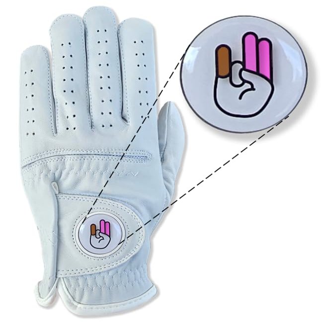 Shocker Funny Golf Gloves Mens - Premium Cabretta Leather Golf Glove with Funny Magnetic Ball Marker, Durable Grip Funny Gag Gift, Men's Adult Shocker White Glove, Adult, Mens, Small to XXL Sizes