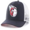 47 MLB Team Color Primary Logo Mesh Trucker Snapback Adjustable Hat Cap, Adult One Size Fits All - Cleveland Guardians Navy view 1