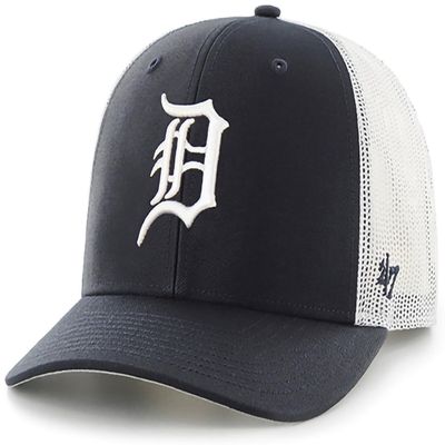 47 MLB Team Color Primary Logo Mesh Trucker Snapback Adjustable Hat Cap, Adult One Size Fits All - Detroit Tigers Navy