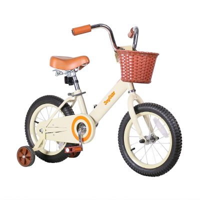JOYSTAR 14 Inch Kids Bikes with Training Wheels & Basket, Classic Girls Bike for Toddler Ages 3-5 Years Old Girls & Boys, Kids Bicycle, Beige