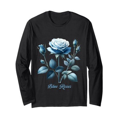 Beautiful Blue & White Rose Bouquet Blossom Botanical Long Sleeve T-Shirt