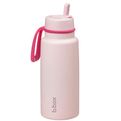 b.box 34oz Insulated Water Bottle w/Straw - Keeps Drinks Cold up to 46 Hours, Flip-top, Leak-Proof Stainless Steel Water Bottle with Lid & Straw for Travel, Gym & School - Pink Paradise