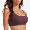 INGIA Women's Square Scoop Neck Sports Bra Thin Strap Padded Low Impact Yoga Bra Wireless Workout Crop Top Americano (Plumbrown) X-Large view 2
