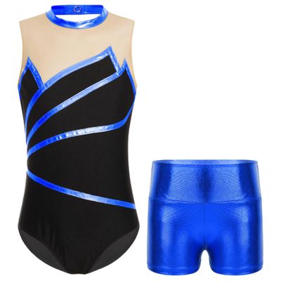 Loyan Gymnastics Leotards for Girls with Shorts Ballet Dance Outfits Tumbling Biketards Athletic Dancewear Royal Blue 6 Years