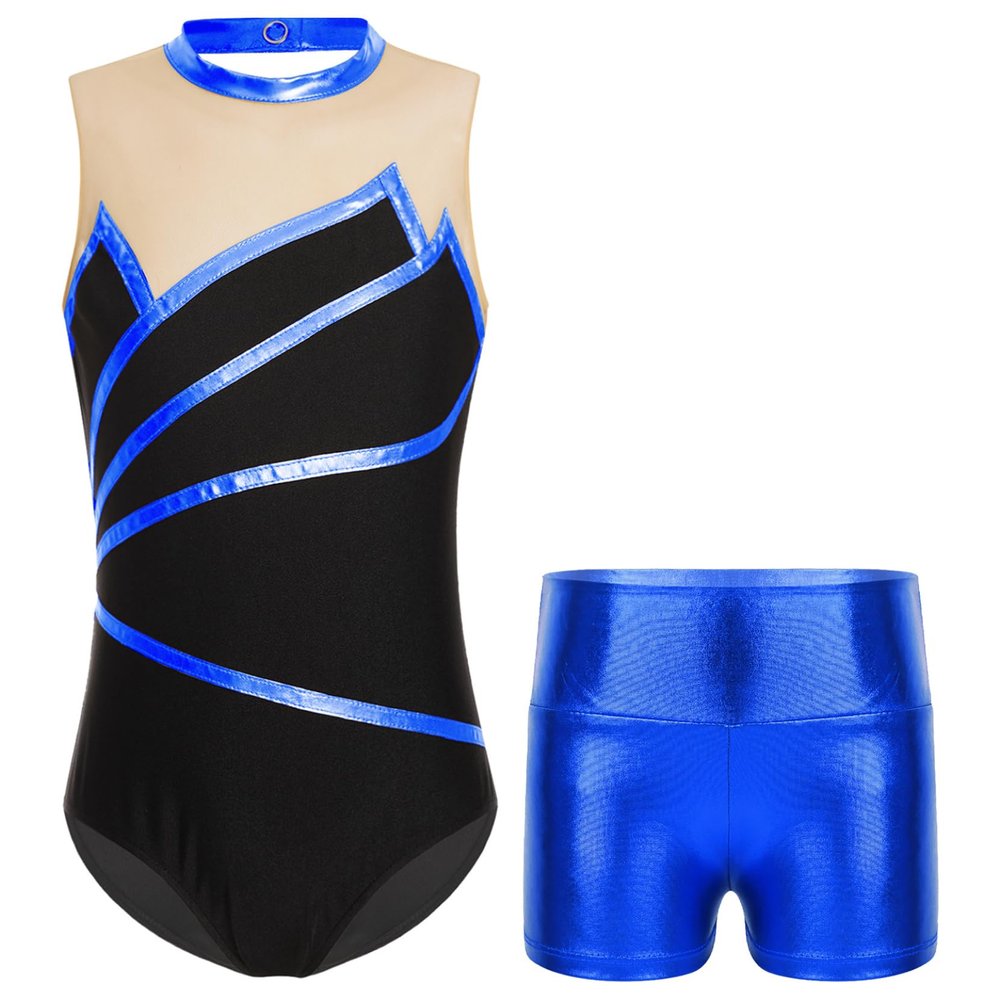 Loyan Gymnastics Leotards for Girls with Shorts Ballet Dance Outfits Tumbling Biketards Athletic Dancewear Royal Blue 6 Years