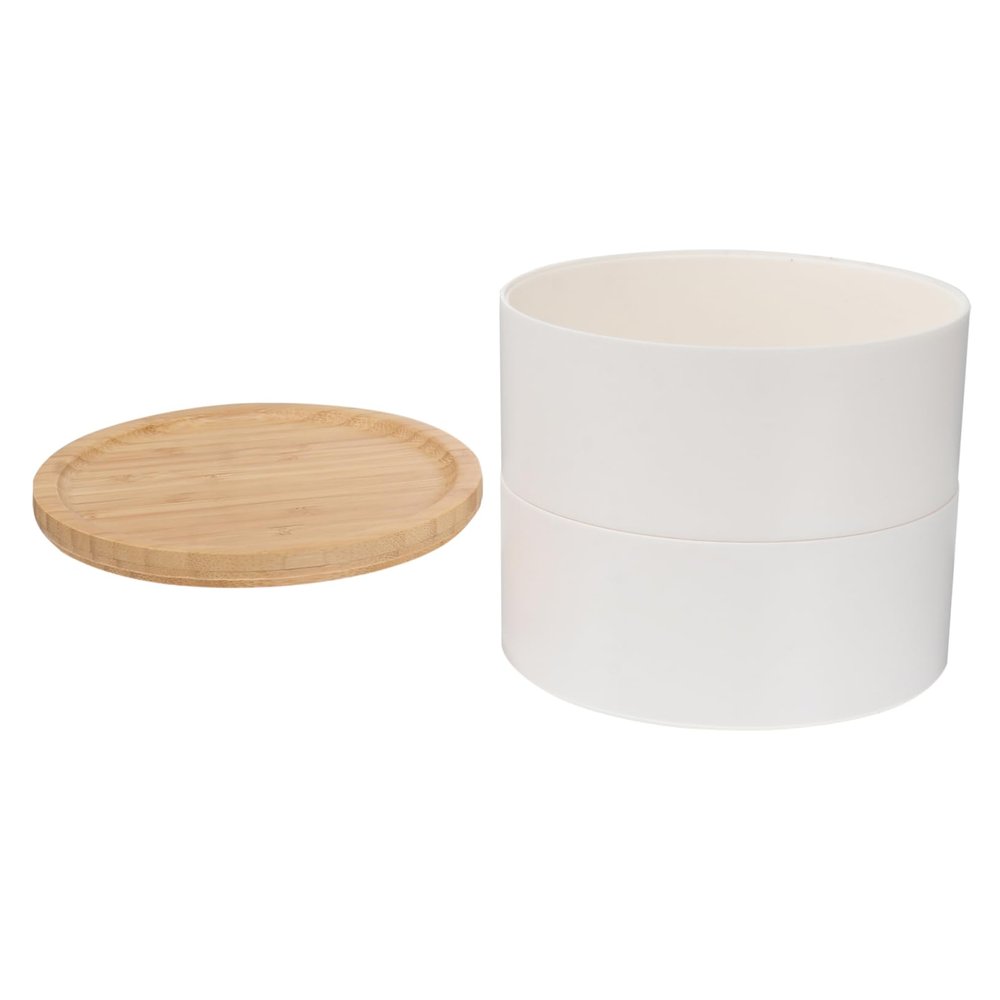 LIFKOME Multi-layer Bamboo Jewelry Organizer Box for Earrings Rings Necklaces Creative Rotating Storage for Home Jewelry Shops White
