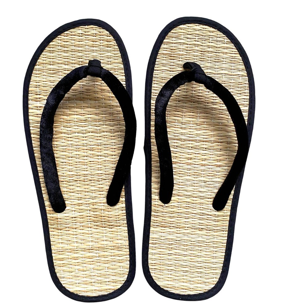 Women's Bamboo Flip Flop,Straw Beach Sandals Handmade,Straw Footwear (6.5, Natural color)
