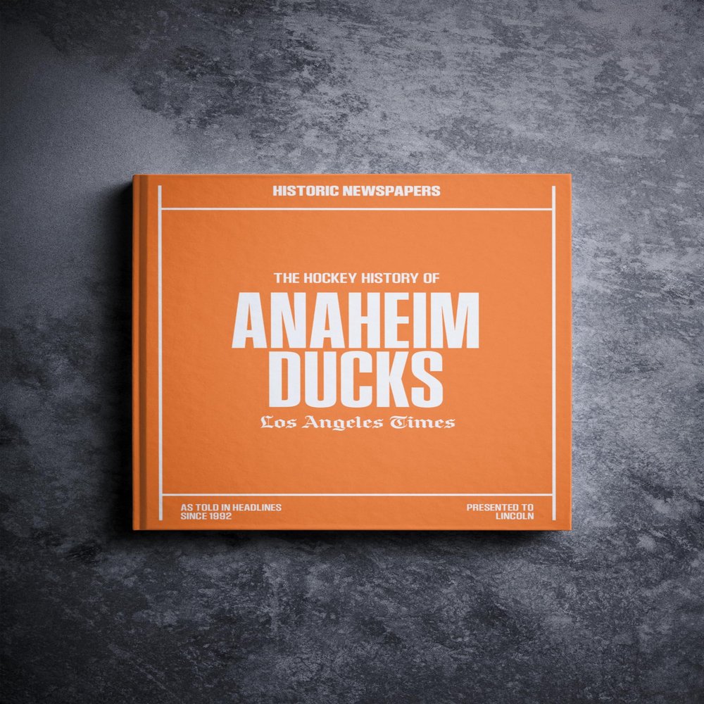 Signature gifts Anaheim Ice Hockey Newspaper History Book,Personalized A3 Large Deluxe Hardcover - Ducks NHL Fan - Keepsake Gift - Name Printed On Cover (Anaheim Ducks)