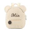 MT WORLD Toddler Backpack Personalized Small Girls Backpack with Embroidered Name - Teddy Bear Daycare Fuzzy Backpacks for Baby Girl - Custom Beige Plush Teddy Backpacks Sherpa Knapsacks for Babies view 1