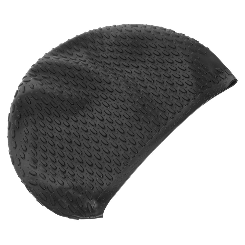 Happyyami Silicone Swimming Cap for Women Hair Swim Hat for Ear and Comfortable for Pool and Ocean Use Black