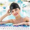 Happyyami Silicone Swimming Cap for Women Hair Swim Hat for Ear and Comfortable for Pool and Ocean Use Black view 3